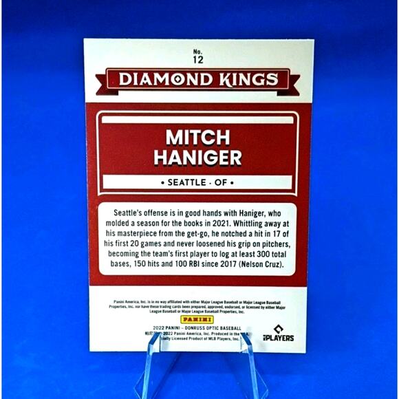 2022 PANINI DONRUSS - OPTIC BASEBALL DIAMOND KINGS MITCH HANGER CARD 12 SEATTLE - Picture 4 of 4